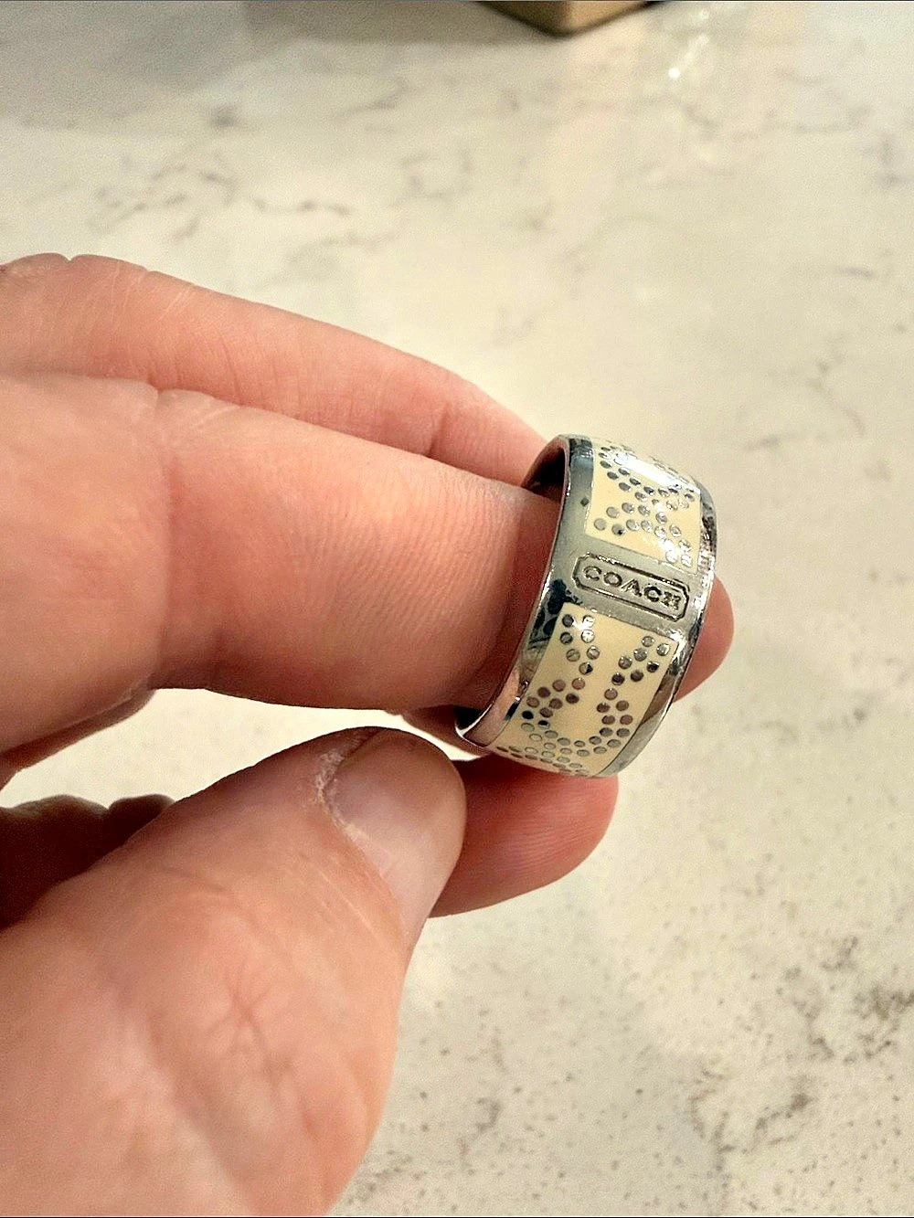 Coach Silver & Blue Geometric Rings - Picture 7 of 10